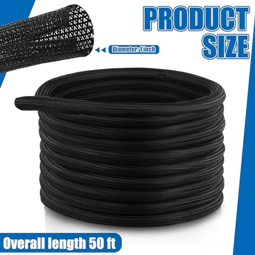 Pangda 50ft Split Wire Loom Tubing Flame Retardant Braided Cable Sleeve - Image 2