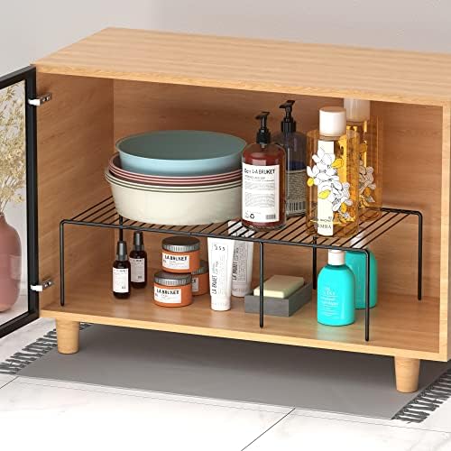 Redrubbit Expandable Metal Rustproof Kitchen Counter and Shelf Rack, 4 Piece Set of 2, Space Saver for Kitchen, Fridge, Bathroom - Image 6