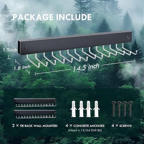 2-Pack Tie Rack Wall Mounted, Belt Hanger, Tie Organizer for Closet - Image 5