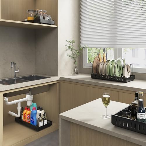 Black Pull Out Pot Lid Organizer, Cabinet Pan Rack - Image 6