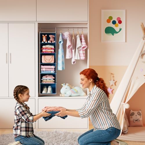 MAX Houser 6 Tier Hanging Closet Organizer with 2 Sturdy Hooks, Blue - Image 2