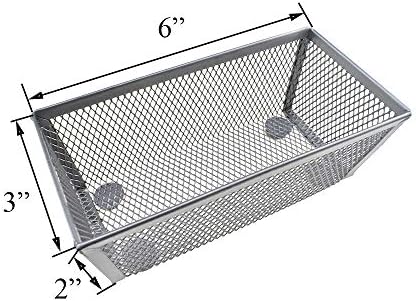 HAHIYO Stackable Mesh Tray Cup 6 x 3 x 2 inches Sturdy Container for Desk Drawer Organizer Collection for Home Office School kitchen Soft Foam Feet No Sharp Edges 2 Pack Silver - Image 3