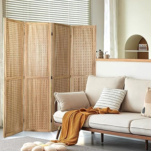 Babion 4 Panel Pegboard Display, Peg Board Room Divider Freestanding Folding Privacy Screens Display Stand for Craft Shows (Natural) - Image 2
