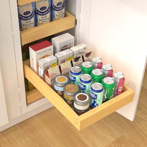 Wooden Pull out Cabinet Organizer 12" W x 21" D x 4.3" H, Heavy Duty Slide Out Drawers Pull-Out Home Organizers for Kitchen Cabinets - Image 6