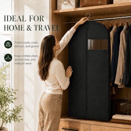71-Inch Waterproof Garment Bags for Gowns, 2 Pack, Black and White - Image 7