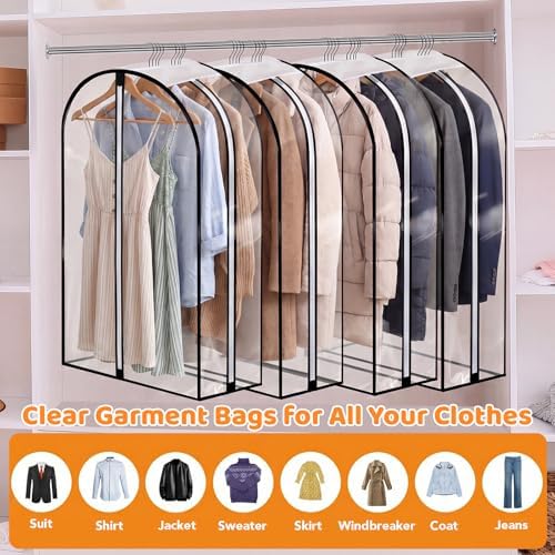 2 Pack Clear Garment Bags, 40 x 24 x 10 In, Side Zipper, Full Length - Image 3