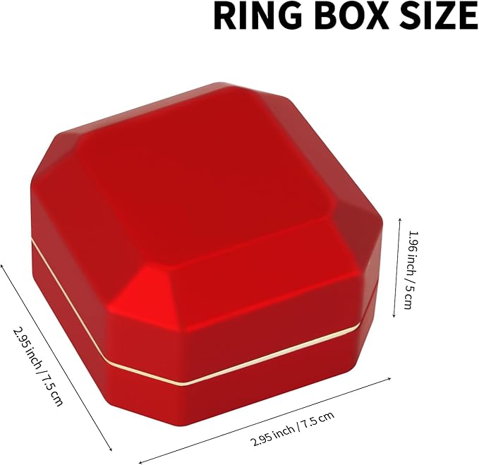 Luxury LED Jewelry Earring Pendant Stud Box, Velvet Earring Necklace Gift Box Storage Case Organizer Holder for Proposal Engagement Wedding Anniversary Birthday Ceremony (Red)