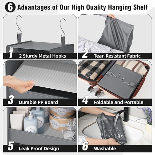 GRANNY SAYS 4-Shelf Hanging Organizer, Closet Hanging Shelves, Closet Hanging Storage Organizers, Organization for Bedroom, Living Room, Baby Nursery, Camper Accessories, Gray, 1-Pack - Image 4