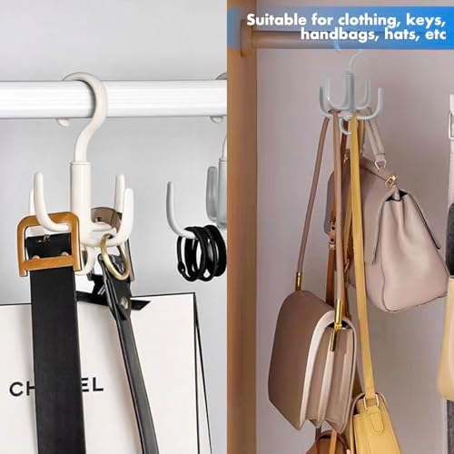 Space-Saving Tie Hanger, Small Space Storage and Organizer, 2 Piece Set, 360° Rotatable Portable Closet Organizers for Belt, Scarf, Bras, Tank top, Purses Etc(Beige) - Image 5