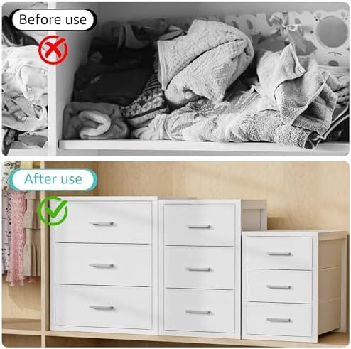 BOLUO Closet Drawers White Fabric 3 Drawer Small Dresser for Closet Organizers and Storage Bedroom Dorm Modern - Image 5