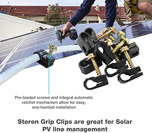 STEREN Coaxial Cable Clips - Cable Holder - Siding Clips for Hanging - Cord Holder for Desk - Cable Clamps - Cord Clip - Wire Organizer Clips - Tv Mount Screws (Black, 200 Count - Single Screw) - Image 3