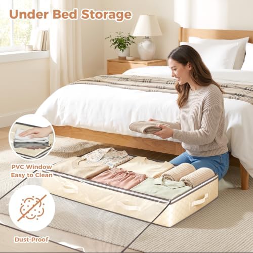 Budding Joy 95L Under Bed Storage Containers, 2 Pack Beige - Image 2