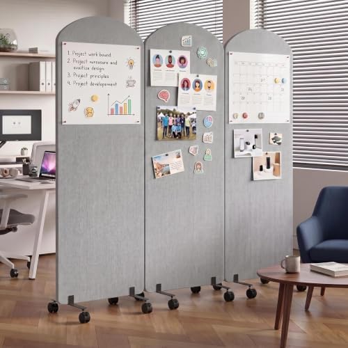 72 x 66 Inch 3 Panel Soundproof Room Divider with Wheels by Unknown