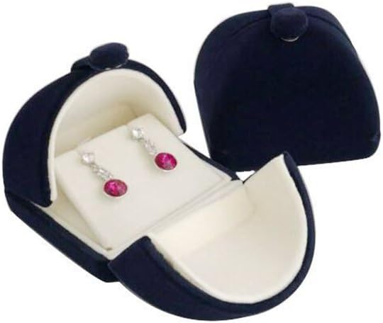 Navy Blue Velvet Premium Grade Jewelry Box for Earrings Necklace Double Layer Modern Unique Design Packaging Gift for Her (Jewelry is not included)