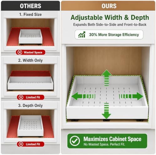 Fokyfok Pull out Cabinet Organizer,Expandable,No Drill,Heavy Duty,Kitchen - Image 3