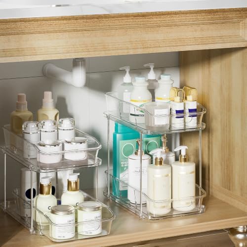 Delamu Bathroom Under Sink Organizers and Storage, 2 Pack, Clear - Image 3