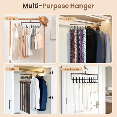 2PC Tie Belt Rack Hanger for Closet, Wood Tie Holder Organizer with 20 Hook - Image 6