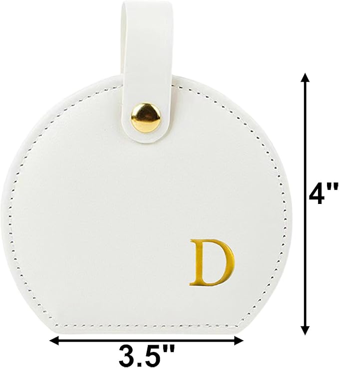 Travel Jewelry Case,Personalized Jewelry Box,Elegant Half-Moon Design with Personalized Golden Initial Case,Personalized Gifts for Women,Jewelry organizer;Personalized Gifts for Women or Friends(D)