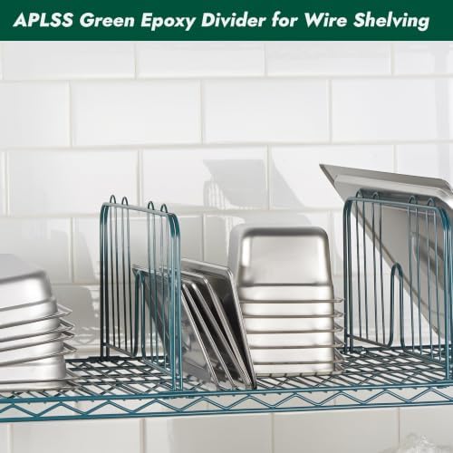 APLSS 4 Pack 18" W x 9" H Green Epoxy Shelf Divider for Heavy Duty Wire Shelving, Dry&Wet Storage, NSF Certified - Image 2