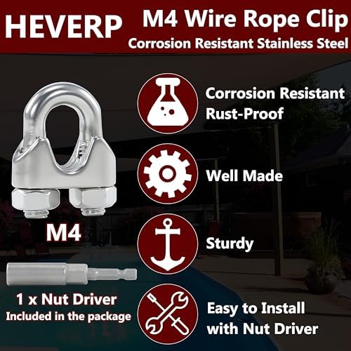 16PCS M4 3/16-1/8 Inches Stainless Steel Wire Rope Clips Cable Clamps - Image 3