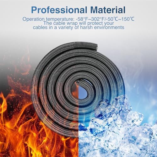 Nilight Cable Sleeve, 10ft-1/2inch Cord Management Sleeves Black Wire Loom - Image 7