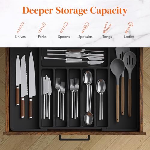 Lifewit Extra Large Silverware Drawer Organizer, Expandable Utensil Tray - Image 4
