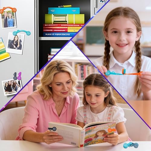 SUNFICON 6 Pack Magnetic Cord Organizers Cable Clips Cable Straps Silicone Twist Ties Colorful Headphone Cord Keeper Holder Manager Bookmark Whiteboard Fridge Magnet Keychain Gift Home,Office,School - Image 5