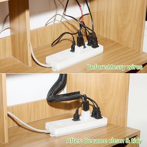 Split Wire Loom 3/4 Inch 50ft, Braided Cable Sleeve for Cable Management, Cord Protector for Pets, TV, Desk & Automotive, Black - Image 6