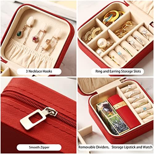 ZPROW Travel Jewelry Case, Mini Portable Jewelry Travel Boxes, Small Jewelry Organizer for Rings, Earrings, Pendants, Watches, Necklaces, Lipsticks Organizer Storage Holder Case (Red-6packs) - Image 4