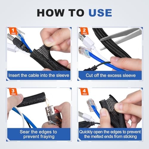 1/8" Cable Management Loom Wrap Sleeve Cord Wire Hider Organizer Covers - Image 5