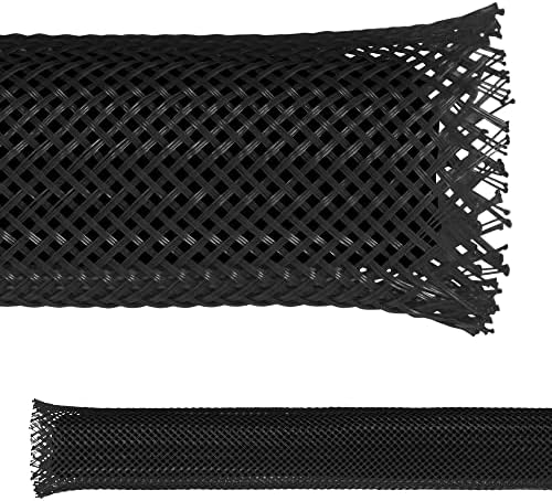 Electriduct 1/2" PET Expandable Braid Sleeving Flame Retardant Flexible Wire Mesh for Cord Management and Cable Protection - 20 Feet - Black by Electriduct
