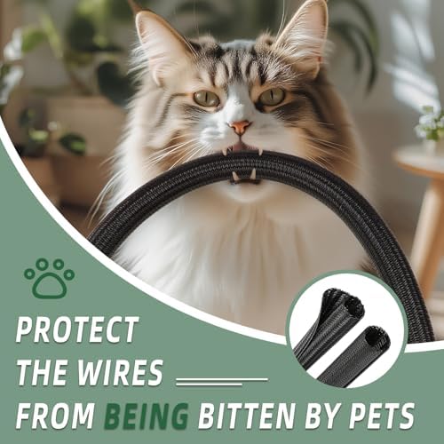 Split Wire Loom Tubing, Cable Protector Sleeve, Braided Cable Management for TV/Computer/Home Theater/Engine Bay, Cord Protectors from Pets No Chew (Black, 3/4"-10ft) - Image 5