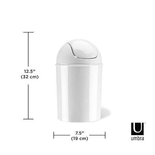 Umbra Mini 1-1/2-Gallon Swing-Top Waste Can, White