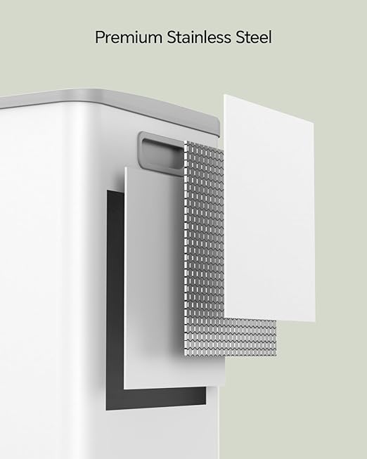 Lovewind Dual Trash and Recycling Bins for Kitchen, 13+6 Gallon Stainless Steel Garbage and Recycle Bin Combo for Large Families, Dual Trash Can with Soft Close Lid & Magnetic Stickers, White