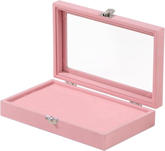 Travel Jewelry Box,Small Jewelry Case,Rings Earrings Cufflinks Organizer for Girls (Pink, Ring Box)