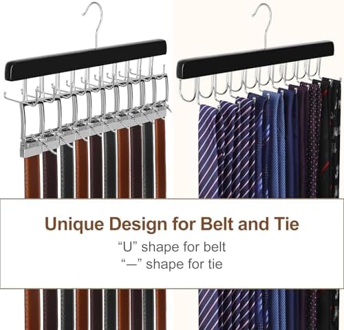 TOPIA HANGER 20 Hooks 2 in 1 Belt Tie Hanger Max 30 Belts 30 Ties Capacity - Image 3