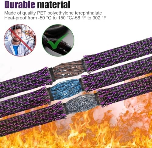 Tatuo 65.6 ft Braided Cable Sleeve Expandable Wire Sheathing (Purple) - Image 4