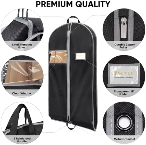 BALEINE 2PK Garment Bags for Hanging Clothes, 43" Suit Bag for Travel - Image 5