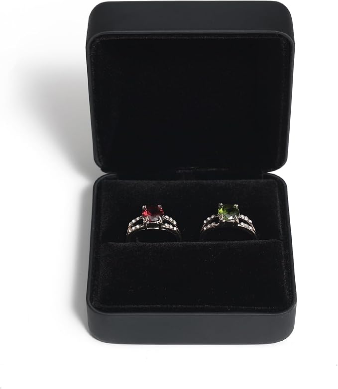 Velvet Ring Gift Box, Small Jewelry Earring Studs Holder Case for Wedding Day, Proposal, Engagement, Anniversary, Ring Display Storage Box for Women Girl (Black S)