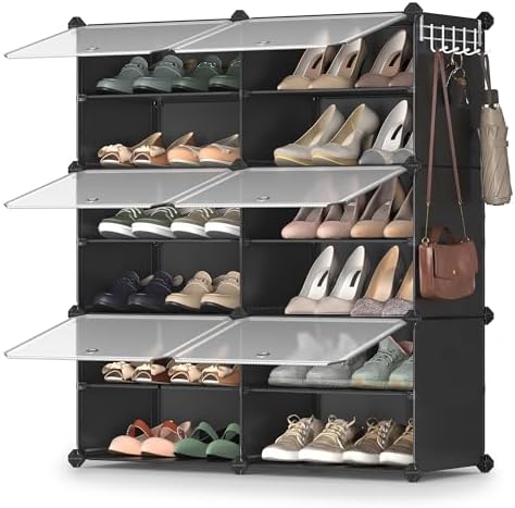 SONGMICS Shoe Rack, 6-Tier with Doors, 24-Pair Storage Cabinet by SONGMICSbySONGMICSHOME