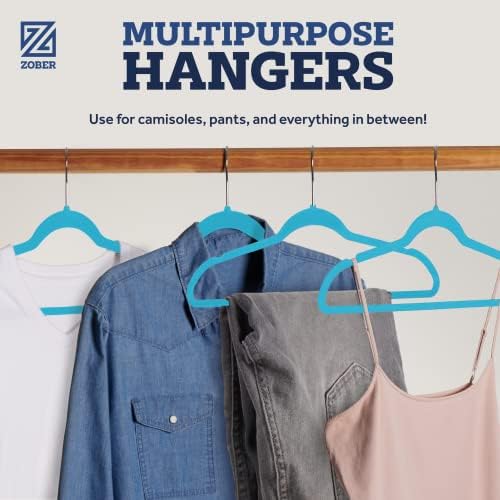 Zober Turquoise Velvet Hangers 50 Pack, Slim Non Slip Clothes Hangers - Image 6