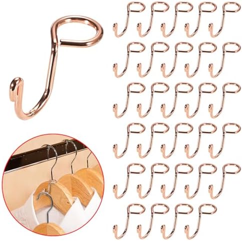 Sumnacon Cascading Hanger Hooks for Velvet Wooden Hangers, 30Pcs Rose Gold by Sumnacon
