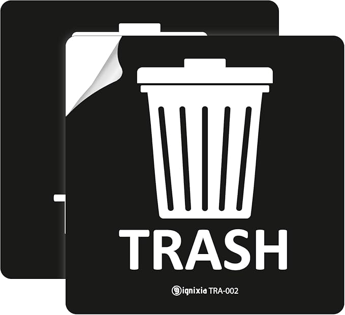 IGNIXIA Pack of 02 Recycle Sign Decals self Adhesive - Recycling Stickers 5 x 5 Inches Recycle and Trash Sticker for Trash can with Over Lamination- Recycle Labels (Black, 5 X 5 Inches)