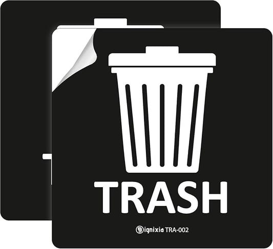 IGNIXIA Pack of 02 Recycle Sign Decals self Adhesive - Recycling Stickers 5 x 5 Inches Recycle and Trash Sticker for Trash can with Over Lamination- Recycle Labels (Black, 5 X 5 Inches)