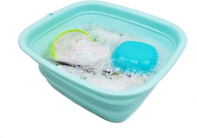 SAMMART 7.7L (2 Gallon) Collapsible Tub - Foldable Dish Tub - Portable Washing Basin - Space Saving Plastic Washtub (Lake Green, S)