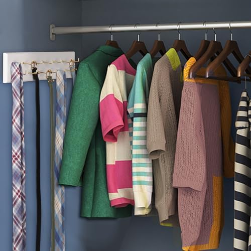 Belt Organizer, Wall Mounted Hanger for Closet, White - Image 4