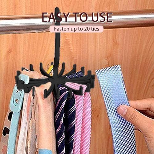 Circular Tie Hanger Updated Twirl Tie Rack Adjustable Twirl Tie Rack Tie Belt, Multipurpose Organizer for Closet Storage(Black) - Image 5