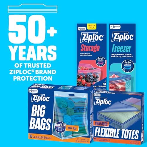 Ziploc Flexible Totes, Underbed Size, 17 Gallon, 2 Count Organizing Tote with Zipper and Built‑In Handles, Flexible & Stackable Clothing and Home Storage Bag - Image 6