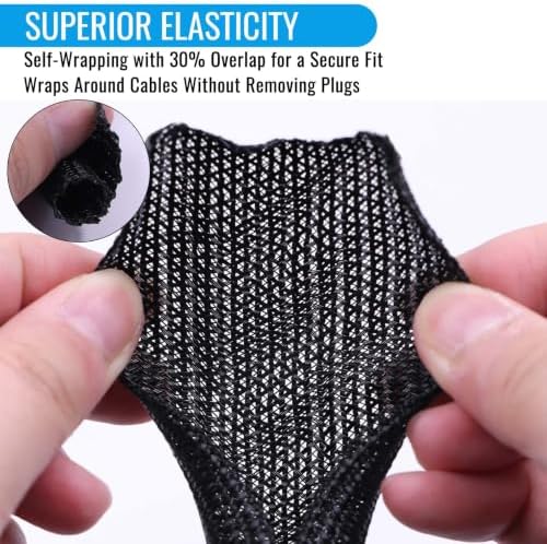 3/8" - 10Ft Split Braided Cable Sleeve, Wire Loom Tubing, Black - Image 4