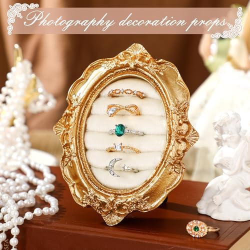 Liliaafar Vintage Ring Holder Oval Gold Ring Wedding Display - Image 3